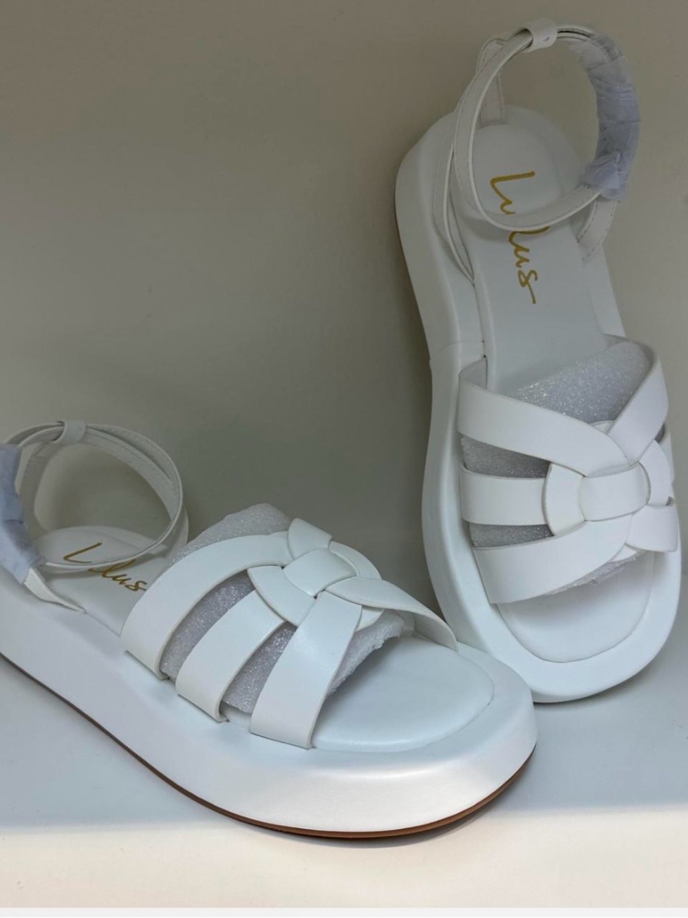 Lulu's White Braided Platform Sandals